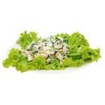 Salad with smoked chicken, beans, fresh cucumber