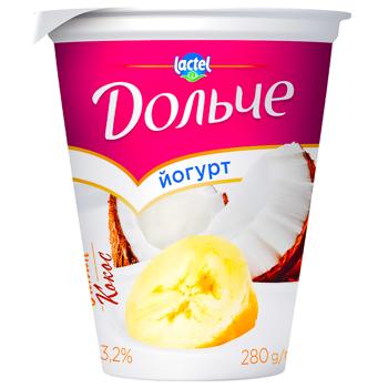 Йогурт Дольче Банан-кокос 3,2% 280г - купить, цены на - фото 1