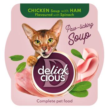 Delickcious from Chicken with Ham and Spinach Soup for Cats 80g - buy, prices for Ideal - photo 1