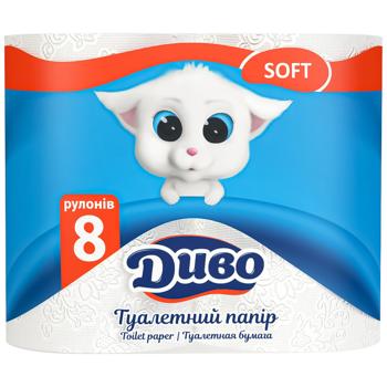 Туалетная бумага Диво Soft 2-слойная 8шт - купить, цены на Идеал - фото 1