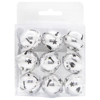 Набор круглых колокольчиков серебряные 9шт 3см - купить, цены на - фото 2