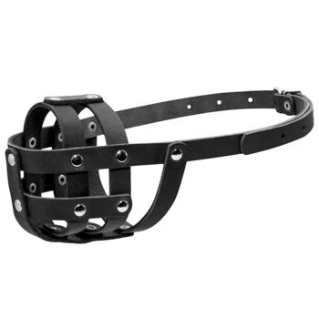 Намордник Collar №0 шкіряний 25см/6см чорний
