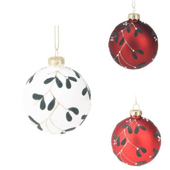 Koopman Leaves Christmas Ball 8cm in Assortment