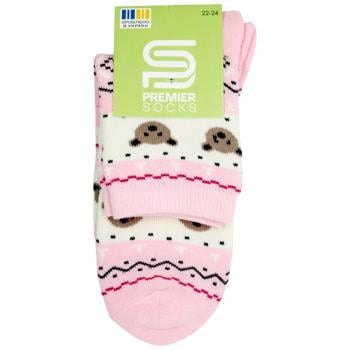 Premier Socks Scandinavian Print Children's Terry Socks s.20-22, 22-24 Coral