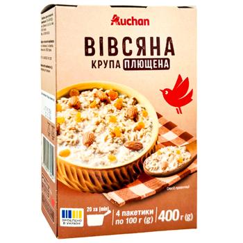 Крупа овсяная Auchan плющенная 100г х 4шт - купить, цены на Auchan - фото 1