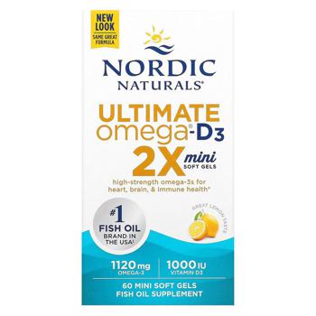 Риб'ячий жир і вітамін Д3 Nordic Naturals Ultimate Omega-D3 2X зі смаком лимона 1120мг 60 гелевих капсул - купити, ціни на Біотус - фото 2