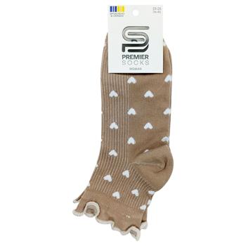 Premier Socks Women's Heart Ribbed Ruffled Quarter Crew Socks s.23-25 Mocha - buy, prices for Chudo Market - photo 1