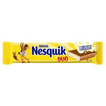 Батончик вафельний NESTLÉ® NESQUIK® DUO в молочному шоколаді 26г