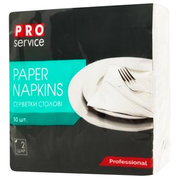 Салфетки столовые PROservice двухслойные белые 33*33см 50шт - купить, цены на Cупермаркет "Харьков" - фото 1