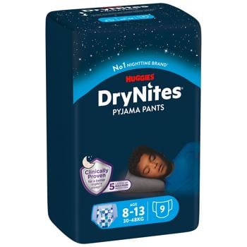 Подгузники-трусики Huggies DryNites для мальчиков ночные 8-15лет 10шт - купить, цены на Auchan - фото 1