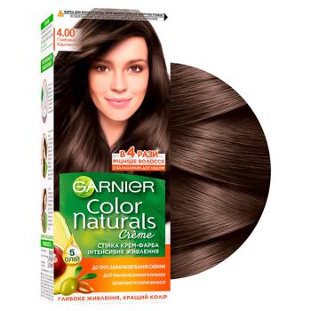 Краска для волос Garnier Color Naturals Creme с 3-мя маслами 4.00 Глубокий каштановый - купить, цены на Cупермаркет "Харьков" - фото 2