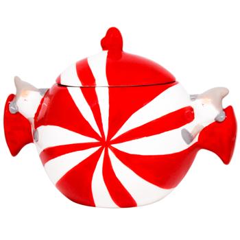 Банка для солодощів керамічна Candy 1200мл колір червоний з білим 834-434 BONADI 1 шт - купить, цены на WINETIME - фото 3