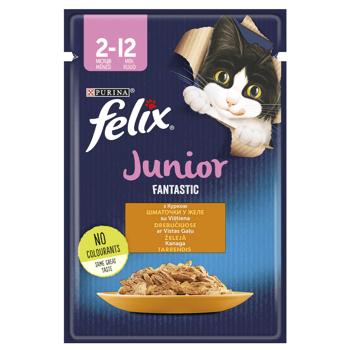 Корм влажный Felix Fantastic Junior с курицей для котят 85г - купить, цены на КОСМОС - фото 1