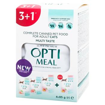 Optimeal Wet Food with Different Tastes for Adult Cats 3+1pcs x 85g - buy, prices for MasterZoo - photo 2