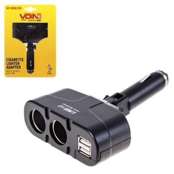 Подовжувач прикурювача Pulso 2 виходи + 2 USB 1500mA/запобіг WF-0668