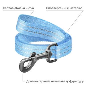 Поводок Waudog Re-cotton хлопковый светоотражающий 3м/25мм голубой - купить, цены на MasterZoo - фото 2