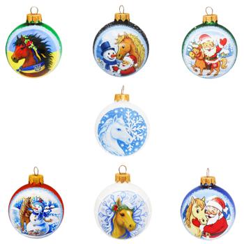 ASK Symbol of the Year Glass Christmas Ball with Pattern 6.5cm in Assortment - buy, prices for ULTRAMARKET - photo 1
