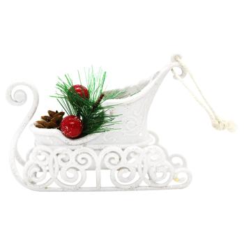 Sleigh White Decoration 11cm 2427-992