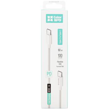 Кабель Colorway Type-C to Type-C 3.0А 1м білий - купити, ціни на Auchan - фото 3