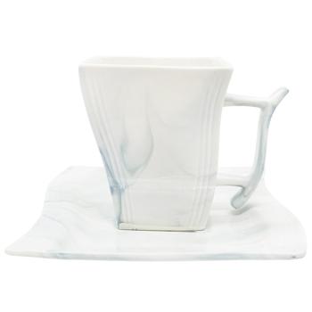 Чашка квадратная с блюдцем 13,5см 400мл JS176 - купить, цены на Таврия В - фото 1