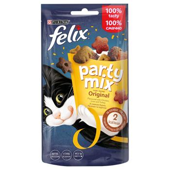 Felix Party Mix Original Cat Snack with Chicken, Liver and Turkey 60g - buy, prices for COSMOS - photo 1