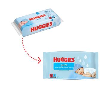 Серветки вологі Huggies Pure 2+1 168шт - купити, ціни на - фото 3