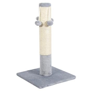 Дряпка-стовпчик Природа з чотирма бубонами 37x37x67см сірий