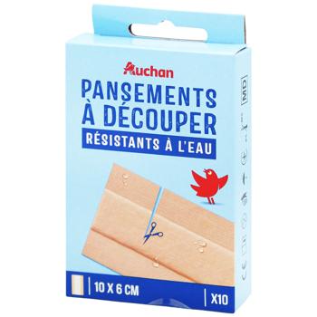 Пластырь Auchan отрезной 6*10см 10шт