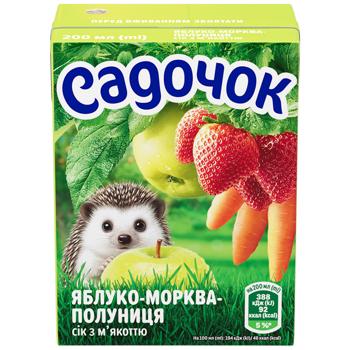 Сок Садочок яблоко морковь клубника с мякотью 200мл - купить, цены на Чудо Маркет - фото 2