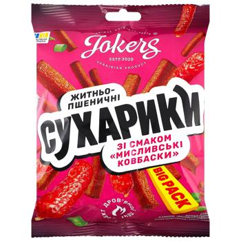 Сухарики JokerS ржано-пшеничные со вкусом охотничьи колбаски 100г - купить, цены на Чудо Маркет - фото 1