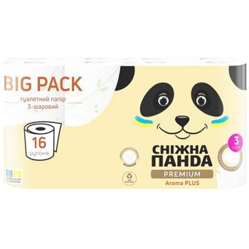 Туалетная бумага Снежная Панда Premium Aroma Plus 3-слойная 16шт