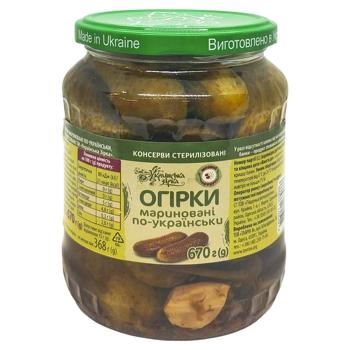 Огурцы Українська Зірка маринованные по-украински 670г - купить, цены на КОСМОС - фото 1