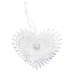 Heart Christmas Tree Pendant 8cm Silver Sequins