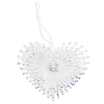 Підвіска ялинкова Серце 8см срібні блискітки - купити, ціни на Таврія В - фото 1