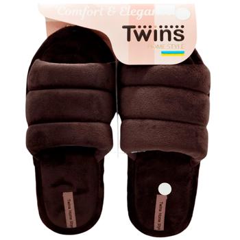 Тапочки женские Twins 13811 плюшевые шоколад р.36/37