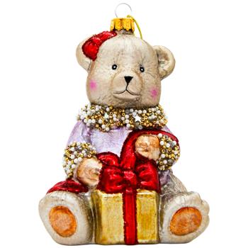Прикраса ялинкова Bona Di Ведмедик з подарунками 13см