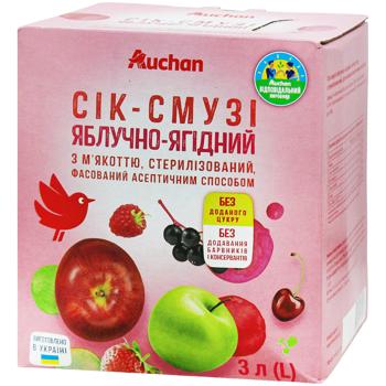 Сік-смузі Auchan Яблучно-ягідний 3л - купити, ціни на Auchan - фото 1