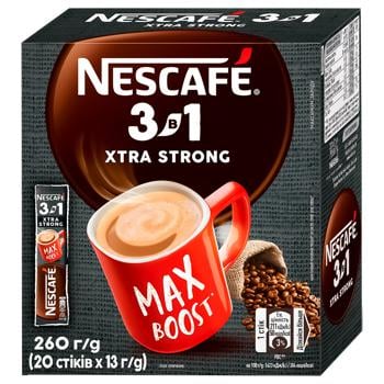 Напій кавовий NESCAFÉ® 3-в-1 Xtra Strong розчинний стік 20шт*13г - купити, ціни на Auchan - фото 1