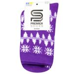 Шкарпетки жіночі Premier Socks махра скандинавський принт фіолетовий розмір 23-25