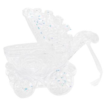 Підвіска ялинкова Візочок дитячий 11*11 см срібні блискітки арт. WH41684 9245 И891 - купить, цены на КОСМОС - фото 1