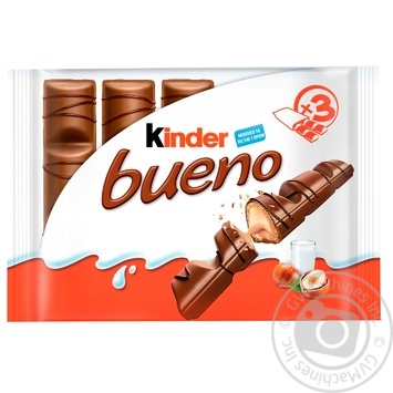 Батончик шоколадний Kinder Bueno із молочно-горіховою начинкою 132г - купити, ціни на Auchan - фото 1