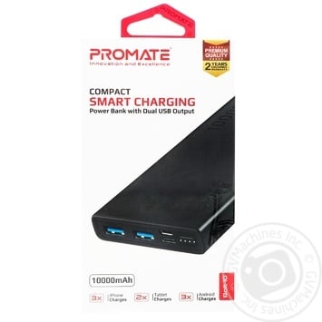 Promate Power Bank with Dual USB Output 10000mAh - buy, prices for METRO - photo 1