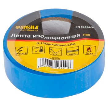 Ізоляційна стрічка Sigma синя 10м - купити, ціни на - фото 1