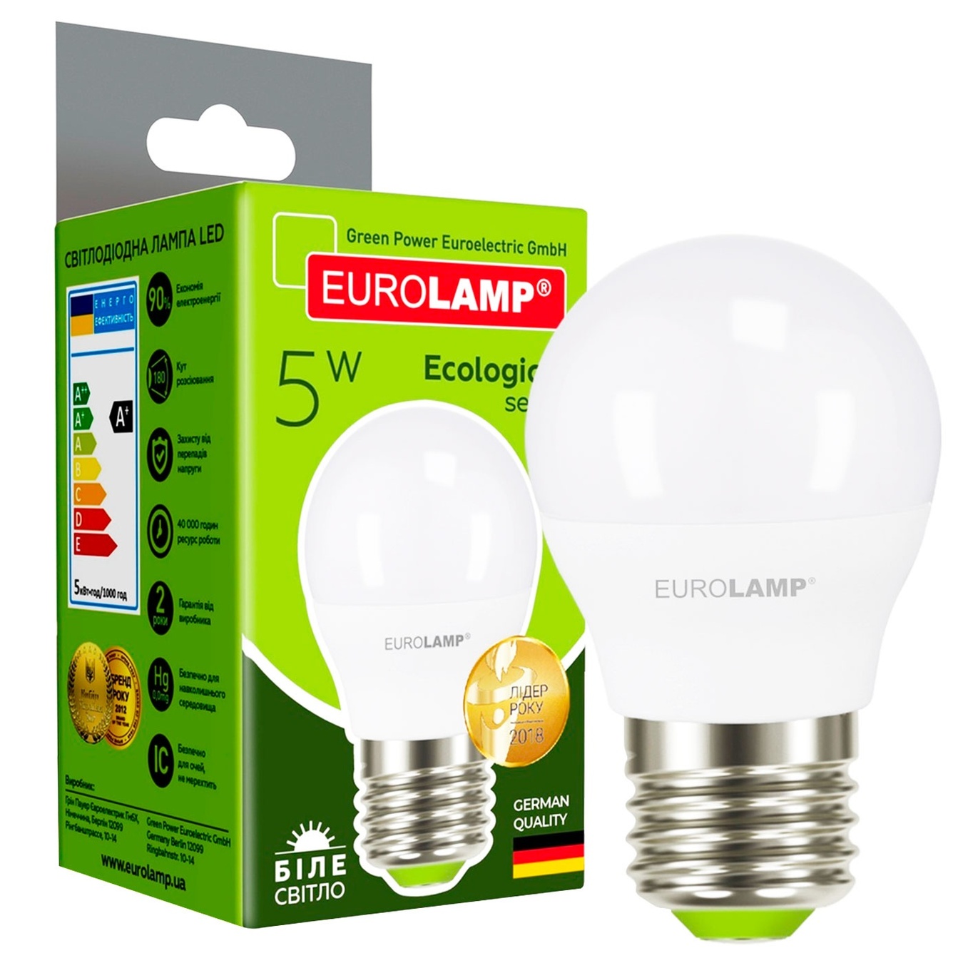 

Лампа світлодіодна Eurolamp Е27 5W 4000К