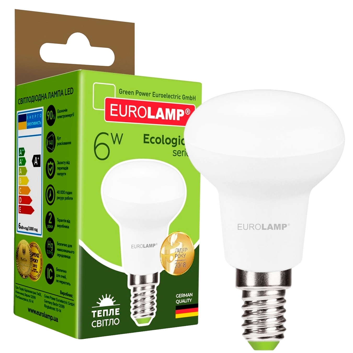 

Лампа Eurolamp LED ЕКО D R50 6W 3000K E14