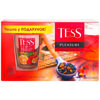 Набор чая Tess Pleasure 100шт 1,5г + Чашка - купить, цены на Auchan - фото 2