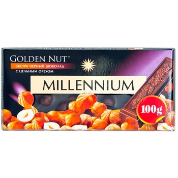 Шоколад чорний Millennium Golden Nut з цільними лісовими горіхами 90г - купити, ціни на Восторг - фото 2