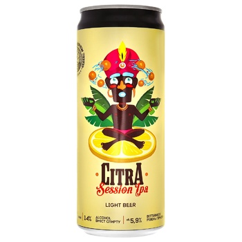 Пиво Mikki Brew Citra Session Ipa светлое нефильтрованное ж/б 5,9% 0,33л - купить, цены на КОСМОС - фото 1