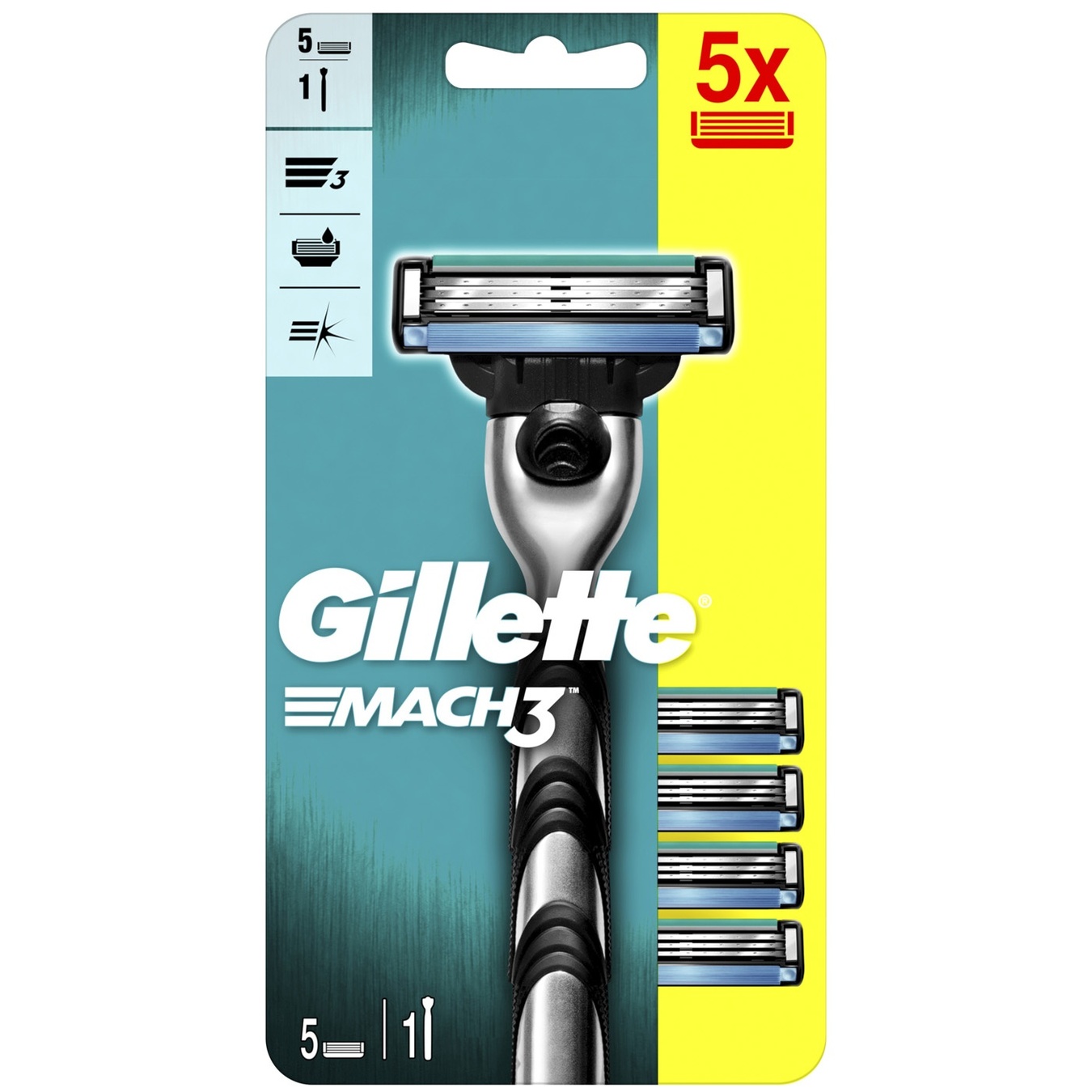 

Бритва Gillette Mach 3 с 5 сменными кассетами