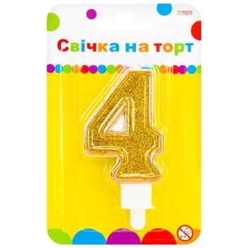 Свічка Maxi на торт 7,62см чотири